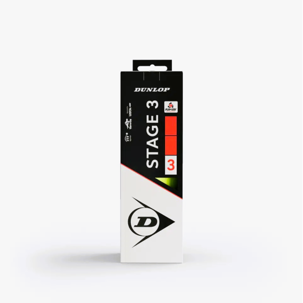 TUBE DE 3 BALLES DUNLOP MINI TENNIS STAGE 3