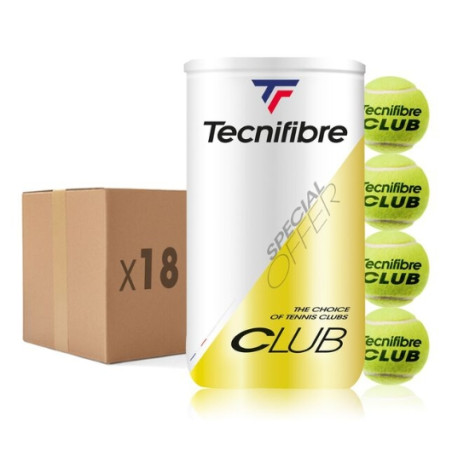 CARTON 18 BIPACKS DE 4 BALLES TECNIFIBRE CLUB