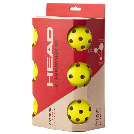 PACK DE 6 BALLES DE PICKLEBALL HEAD CHAMPIONSHIP 40