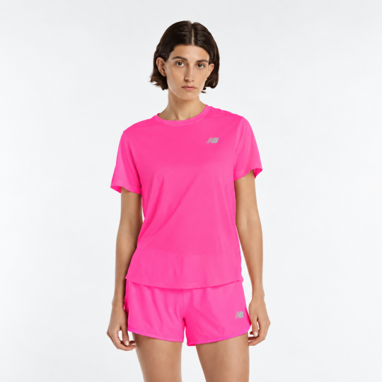 TEE SHIRT NEW BALANCE SE POLY KNIT ROSE FLUO