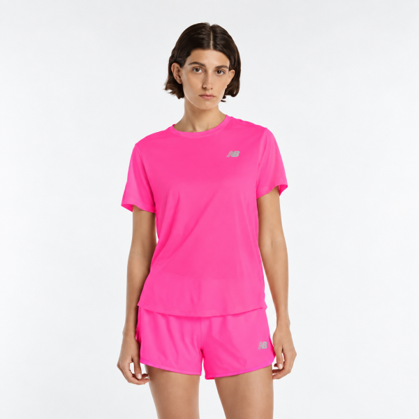 TEE SHIRT NEW BALANCE SE POLY KNIT ROSE FLUO
